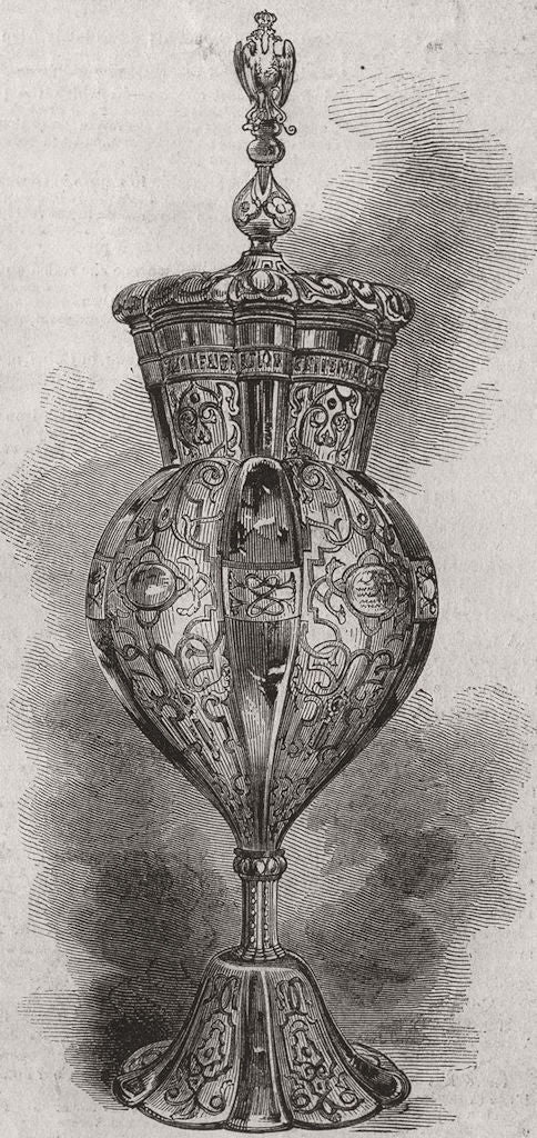 ST PETERSBURG. imperial Yacht club gold prize cup c1869 antique print